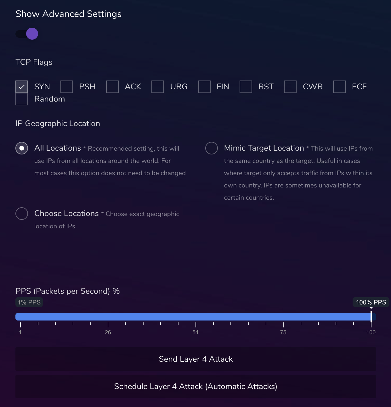 Geo-spoofing for sources of a DDoS attack