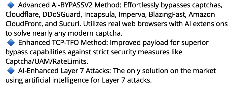 Layer 4 DDoS attack types incorporating AI a booter/stressor 